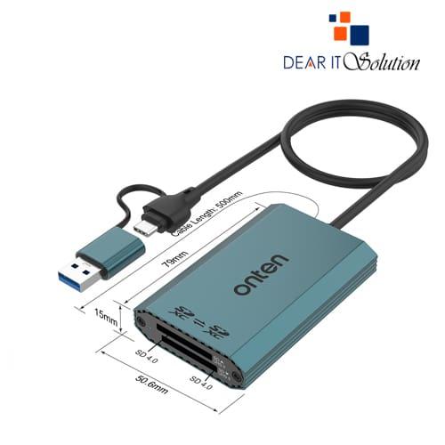 Onten OTN-KSS-P5 3-in-2 Dual SDXC Card Reader